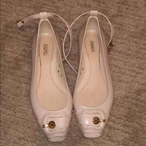 Fendi White Jelly Peep Toe Ankle Strap Flats